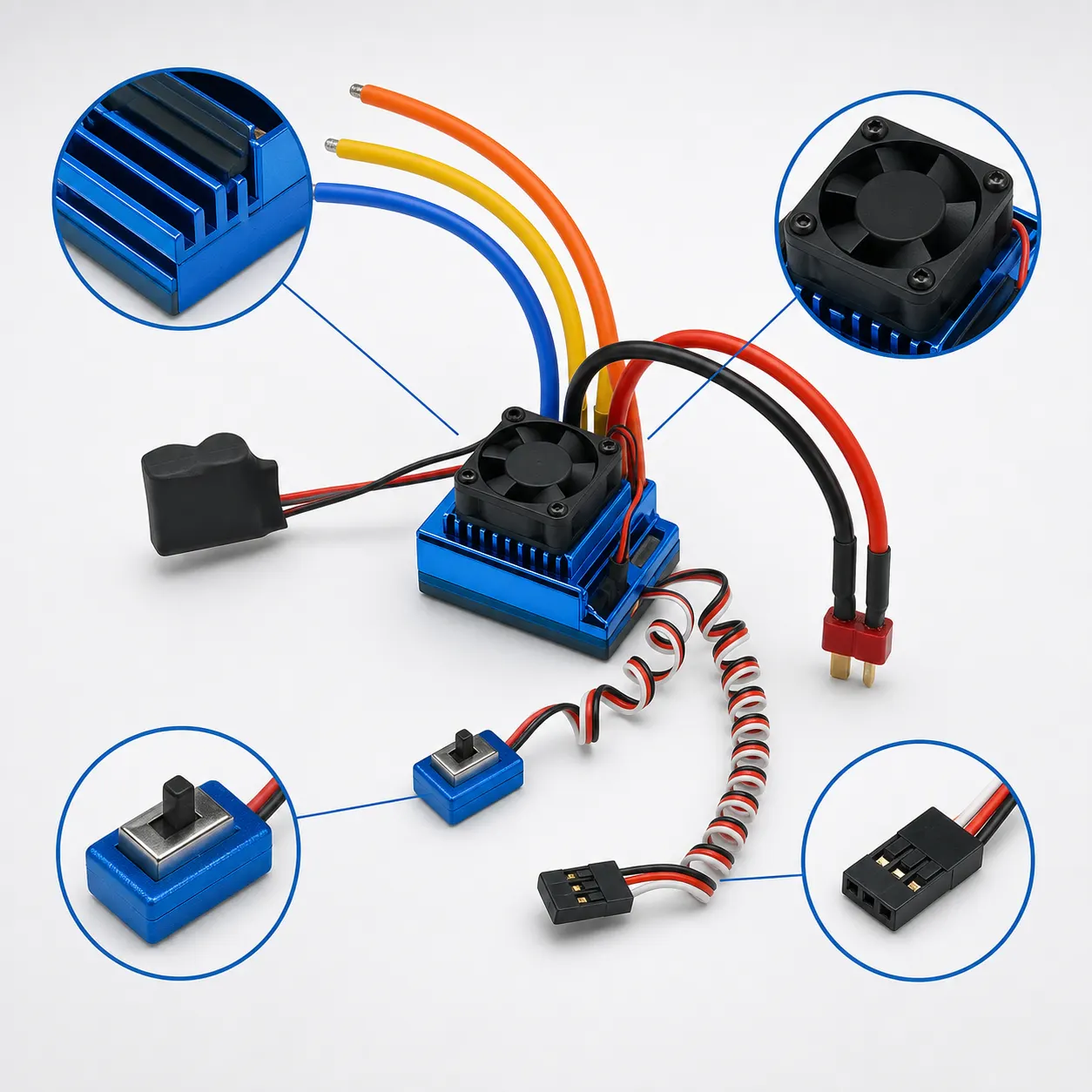 RC Car Electronic Speed Controller controls and screen