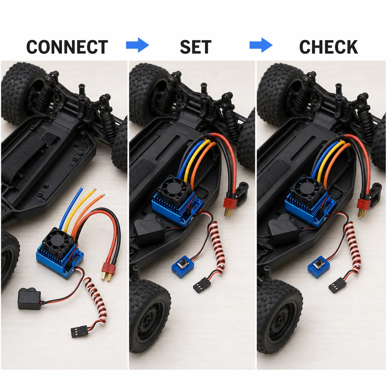 RC Car Electronic Speed Controller setup and use views